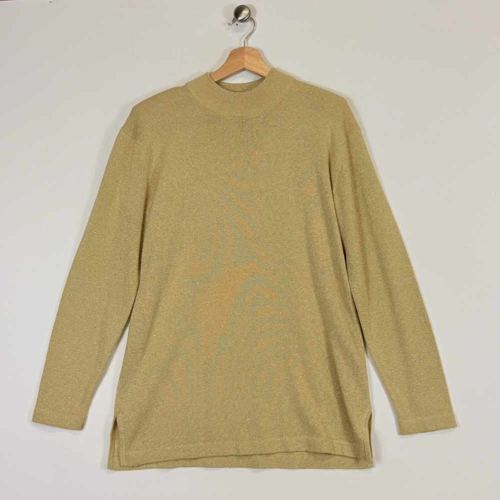 Gantos Sweater Womens Small Vintage Gold Metallic Glam Sparkle Shimmer Luxe